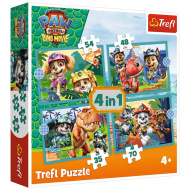 Tlapková patrola – Dobrodružství na dinosauřím ostrově 4 v 1 sada puzzle - Trefl