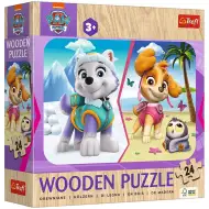 Tlapková patrola Sky a Everest dobrodružství 24dílné dřevěné puzzle - Trefl
