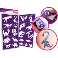 TyToo: Sada šablon na třpytivé tetování s dinosaury, 21 ks