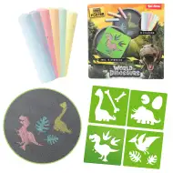 World of Dinosaur: Sada kříd na asfalt s šablonou dinosaurů