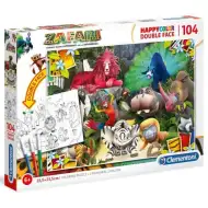 Zafari Double 2 v 1, 104 kusů, oboustranný puzzle k vybarvení - Clementoni