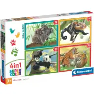Zvířata s mláďaty 4 v 1 12, 16, 20 a 24 ks puzzle - Clementoni