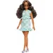 Barbie: Fashionista stylová panenka v zeleno-bílých kostkovaných šatech – Mattel