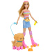 Barbie sada na venčení psa a jízdu na kolečkových bruslích - blonďatá panenka - Mattel