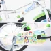Dětské kolo Bluey 14” s držákem na láhev a postranními kolečky v bílo-modro-zelené barvě – jízdní kolo Dino Bikes