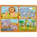Divoká zvířata s mláďaty ve formě puzzle s rukojetí - Woodyland