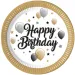 Elegantní narozeninové papírové talíře s nápisem „Happy Birthday“, sada 8 ks