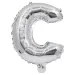 Fóliový balón ve tvaru písmene stříbrné barvy – písmeno C 32 cm