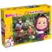 Máša a medvěd 2 v 1 24dílné maxi podlahové puzzle a omalovánka 70x50cm - Lisciani