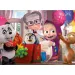 Máša a medvěd překvapení párty 60dílné maxi podlahové puzzle 70x50 cm – Lisciani