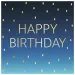 Modré narozeninové dvouvrstvé papírové ubrousky s nápisem "Happy Birthday", balení po 20 ks.