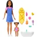 Panenka Barbie v šatech se srdíčky, hrací set chůva – Mattel