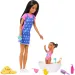 Panenka Barbie v šatech se srdíčky, hrací set chůva – Mattel