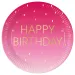 Růžové narozeninové papírové talíře s nápisem "Happy Birthday", sada 8 ks, 23 cm