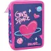 Space Heart: Rozkládací růžová a fialová dvoupatrová plněná penál 15x21x5cm